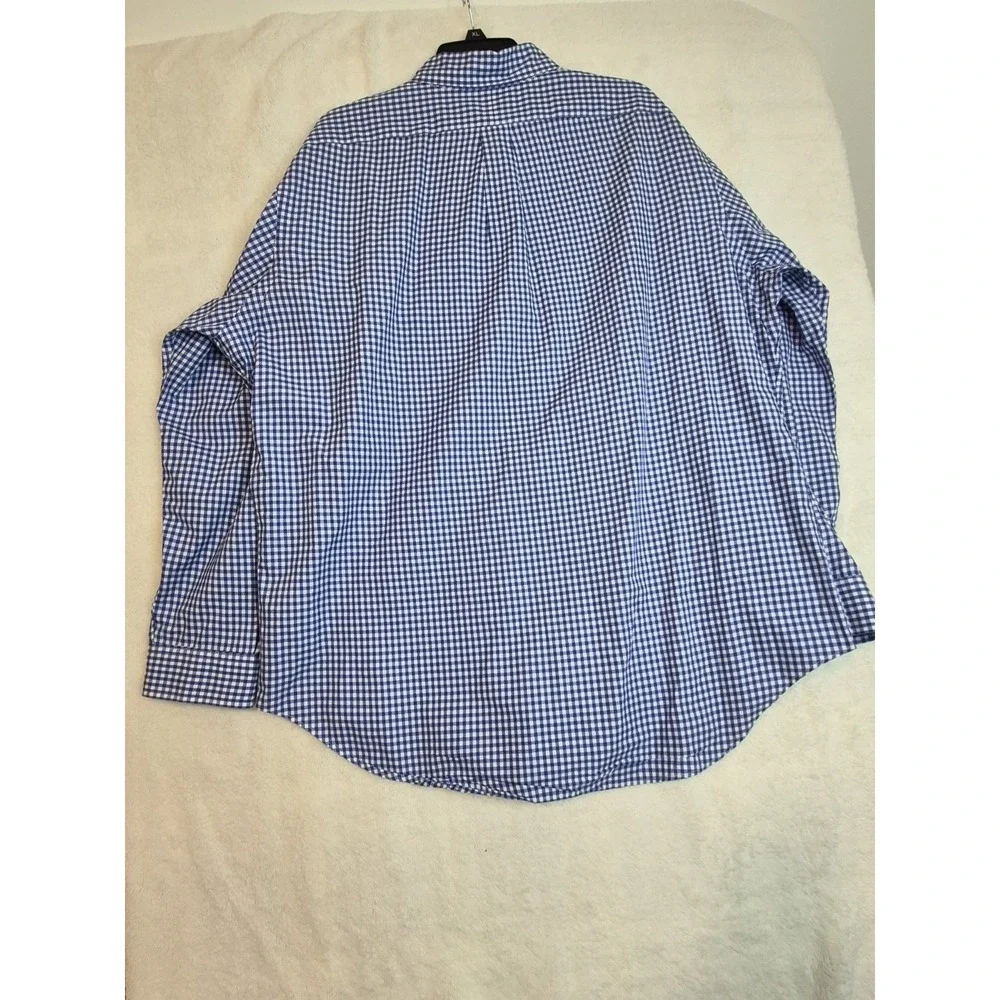 Polo Ralph Lauren Button Down Shirt Mens XL Blue White Gingham Check Cotton Pony